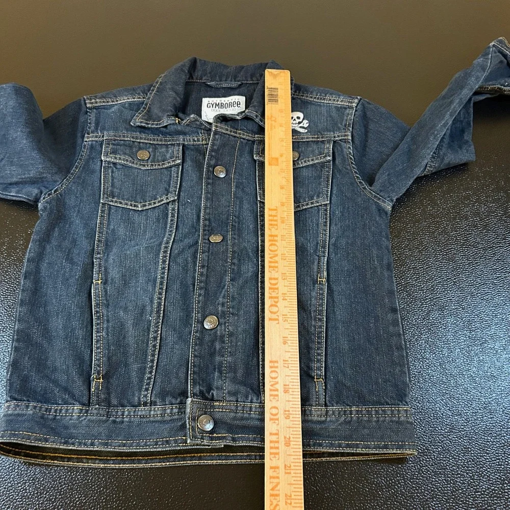 Gymboree Denim Jacket Skull Accent Button Front Dark Wash Blue Youth‎ Medium